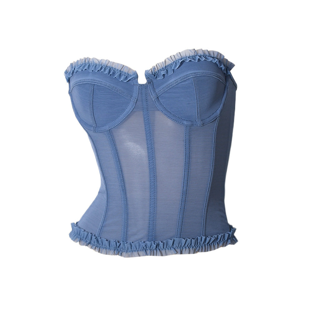 2025 sexy strapless see through chest top