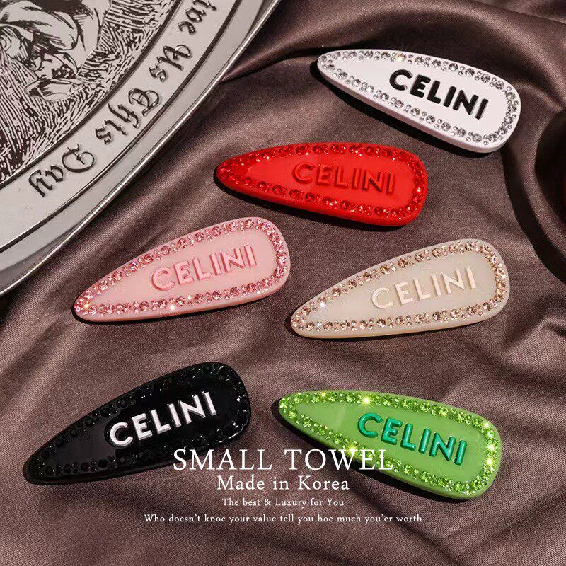 韩国东大门进口高级彩色水钻字母侧边夹弹簧夹刘海发夹发卡子头饰