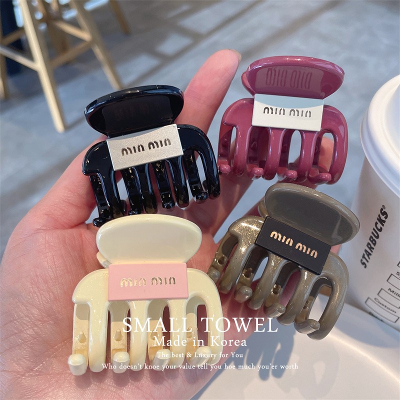 韩国高级法式复古minmin小号鲨鱼夹后脑勺高马尾盘发抓夹发卡头饰