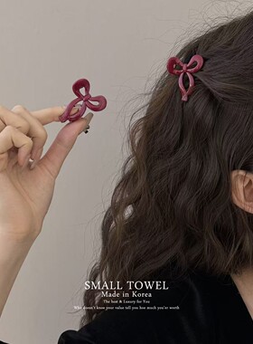 韩国东大门进口新年红色蝴蝶结刘海小抓夹公主头发夹发子卡子头饰