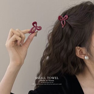 韩国东大门进口新年红色蝴蝶结刘海小抓夹公主头发夹发子卡子头饰