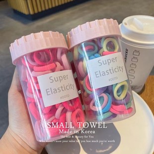 100个装 发圈高弹力不伤发毛巾圈皮筋扎头发绳 少女儿童彩色基础款