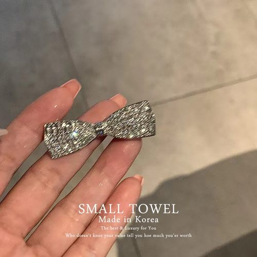 韩国东大门进口高级法式超闪满钻蝴蝶结爱心发夹侧边夹发卡子头饰