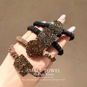 韩国东大门1990捷克钻发饰高档满钻方块圆形发圈头绳马尾发绳皮筋