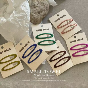 韩国东大门进口少女儿童糖果冻彩色椭圆侧边夹对夹碎发夹发卡头饰