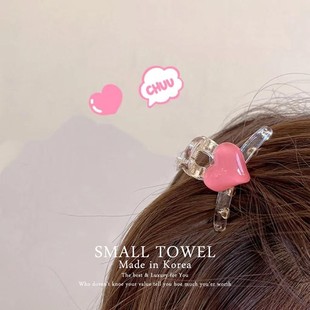 韩国东大门进口少女粉色爱心发夹小抓夹刘海夹子发卡子侧边夹发饰