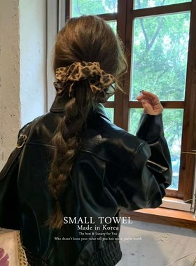 韩国东大门nyu秋冬新款法式复古豹纹大肠圈马尾发圈皮筋头绳发饰