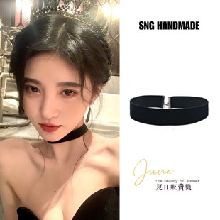 鞠婧祎生日造型同款 公主风黑色丝绒颈链简约绒带choker锁骨链项链