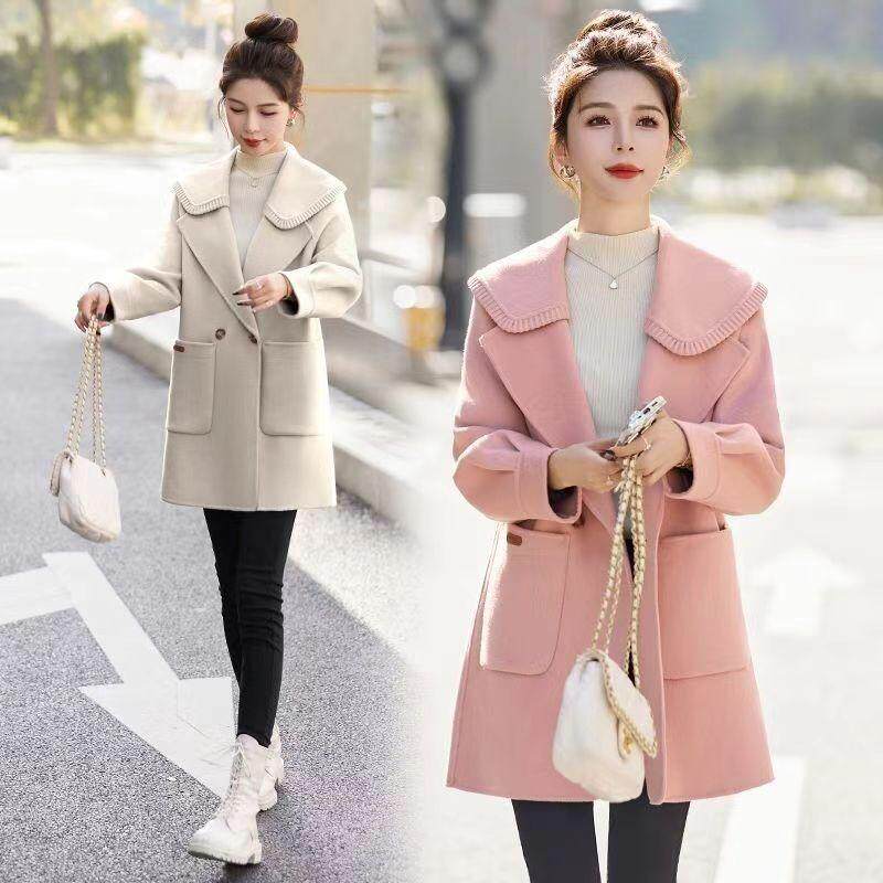双面羊毛大衣女短款2024秋冬新款高级感小个子今年流行毛呢外套潮,女装/女士精品,毛呢外套,淘宝优惠券,粉丝福利购,淘宝优惠卷