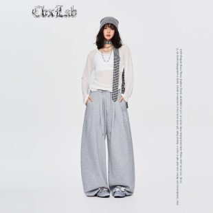 辣妹跳舞运动裤 CBXLAB街舞潮牌深花灰慵懒垂坠感显瘦嘻哈长裤 美式