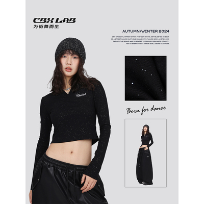 CBXLAB街舞潮牌细闪辣妹修身长袖