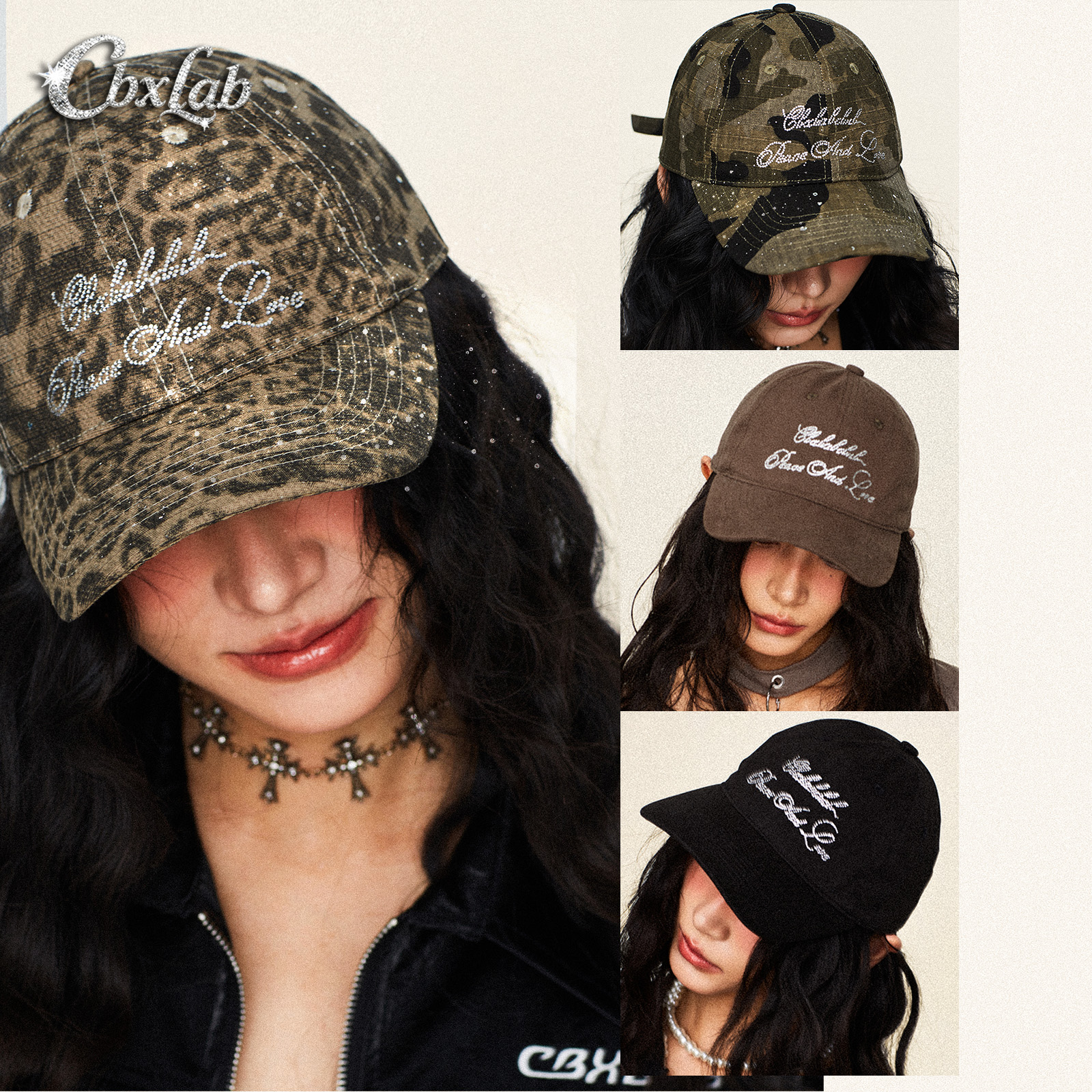 CBXLAB街舞潮牌烫钻个性鸭舌帽美式街头帽子hiphop欧美百搭棒球帽