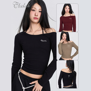 跳舞抗菌保暖上衣内搭女 冬季 CBXLAB街舞潮牌斜肩星星性感修身 长袖