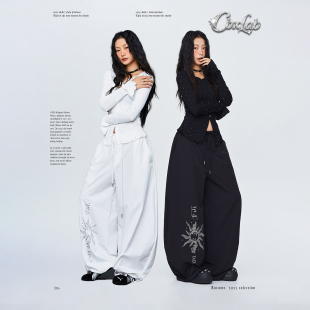 嘻哈宽松运动裤 CBXLAB街舞潮牌美式 长袖 璀璨烫钻修身 亮闪亲肤套装