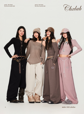 CBXLAB街舞潮牌显瘦辣妹复古老钱直筒长裤美式爵士复古百搭运动裤