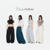 潮 跳舞挺阔嘻哈运动裤 CBXLAB街舞潮牌双腰头基础简约贝壳长裤 美式