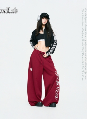 CBXLAB街舞潮牌超模A版显瘦卡通印花长裤哥特复古嘻哈辣妹运动裤