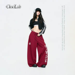 哥特复古嘻哈辣妹运动裤 CBXLAB街舞潮牌超模A版 显瘦卡通印花长裤