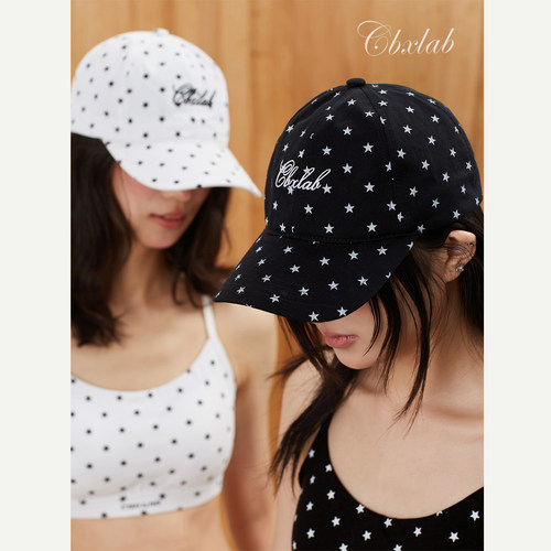 CBXLAB街舞潮牌千禧辣妹星星波点美式棒球帽高级嘻哈百搭复古帽子