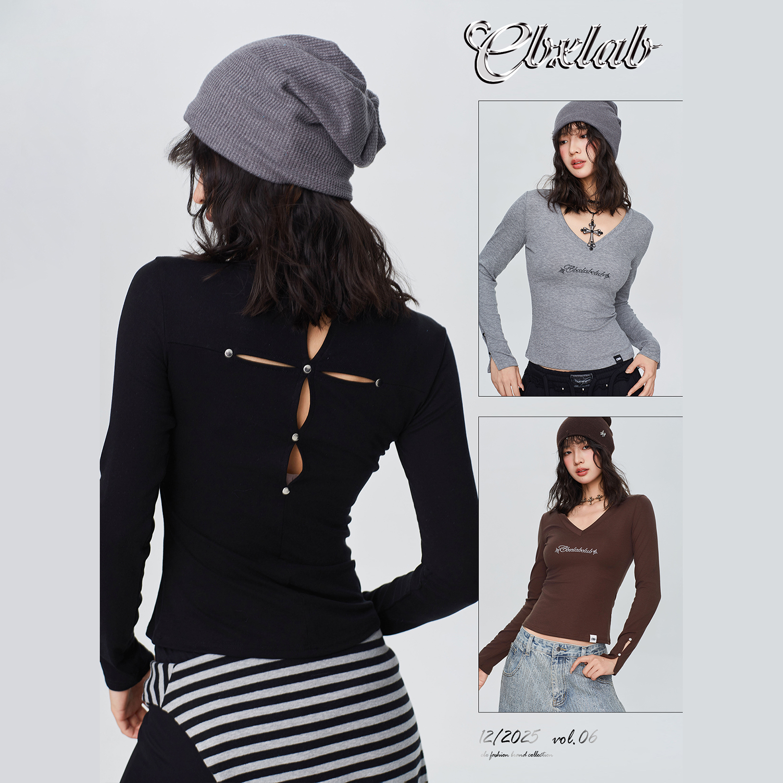 【CBXLAB街舞潮牌新品买三免一开售中】镂空铆钉性感露背辣妹上衣