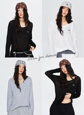 CBXLAB街舞潮牌微透朦胧感辣妹慵懒长袖爵士跳舞微宽松显瘦上衣潮