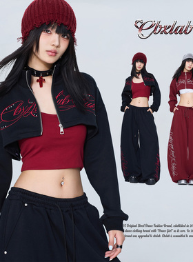 CBXLAB街舞潮牌2026春季短款性感长袖外套美式街头嘻哈运动裤潮