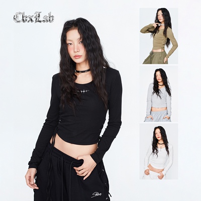 CBXLAB街舞潮牌正肩显瘦修身绑带辣妹长袖爵士性感街头跳舞上衣女