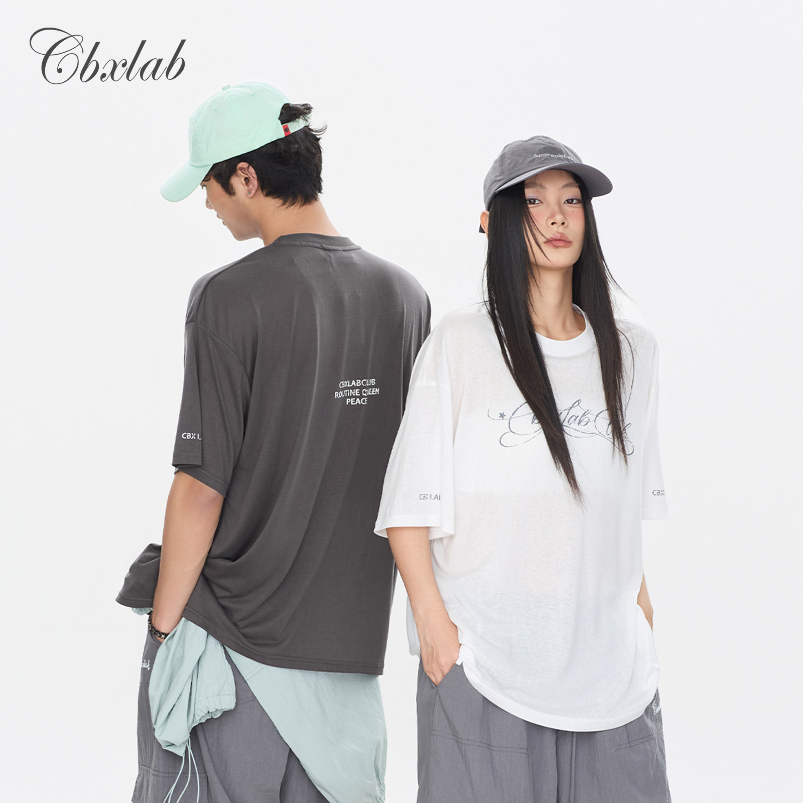CBXLAB街舞潮牌"液态"垂坠感oversize嘻哈T恤美式街头高街短袖潮