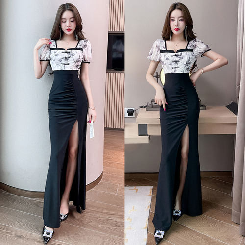 夜场酒吧spa气质性感修身长裙女