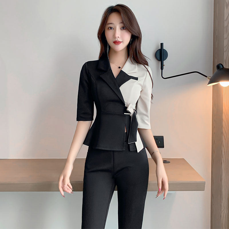 美容院工作服女2021冬季美容师韩版绑带遮肚显瘦足疗桑拿洗浴长裤