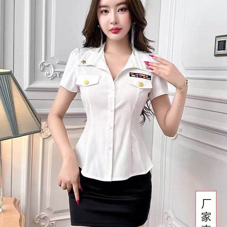足浴技师工作服白衬衫包裙两件套会所spa足疗推拿空姐ktv工作服女
