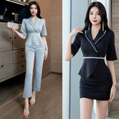 潮 女装 spa桑拿馆技师服高端显瘦时尚 美容师酒店前台包臀短裙长裤