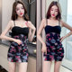 女 吊带a字包臀裙酒吧ktv足浴性感显瘦修身 小个子新款 拼接碎花短款