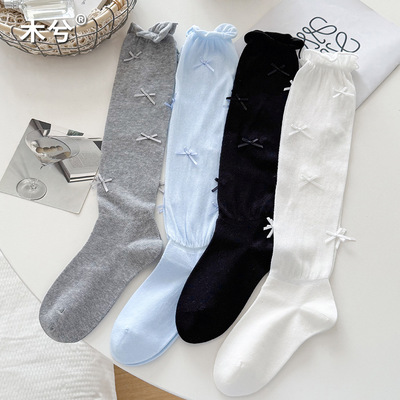 长筒袜子女款小腿袜小蝴蝶结长袜