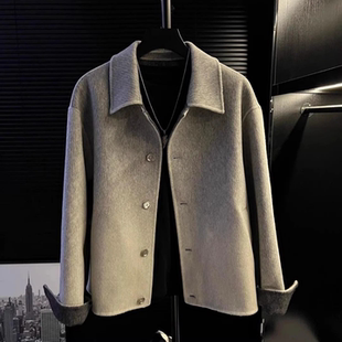 轻奢极简风翻领夹克男士高级感冬季商务外套潮流个性休闲男女上衣