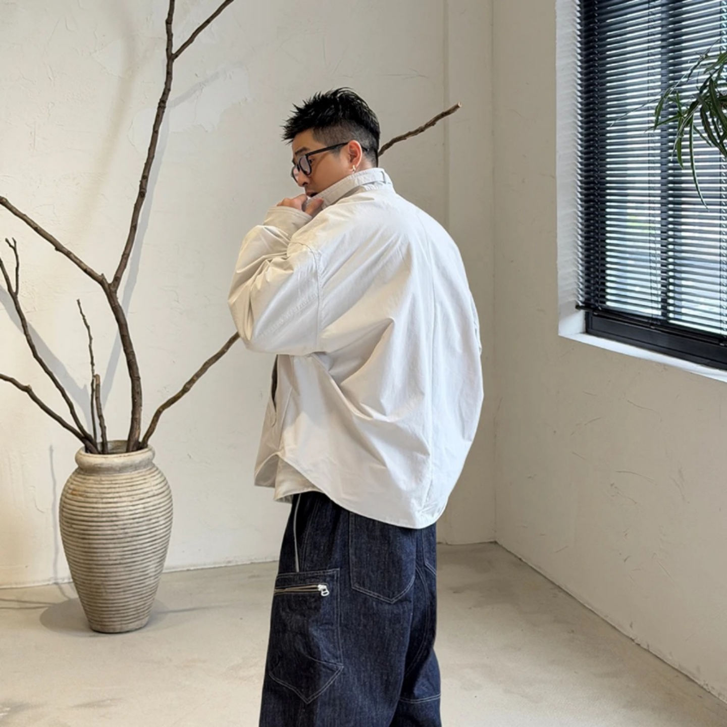 男翻领宽松百搭时尚休闲衬衫夹克