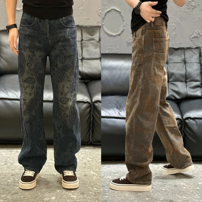 复古印花男士直筒休闲裤百搭