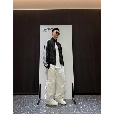 美式小众豹纹织带拉链男士外套潮