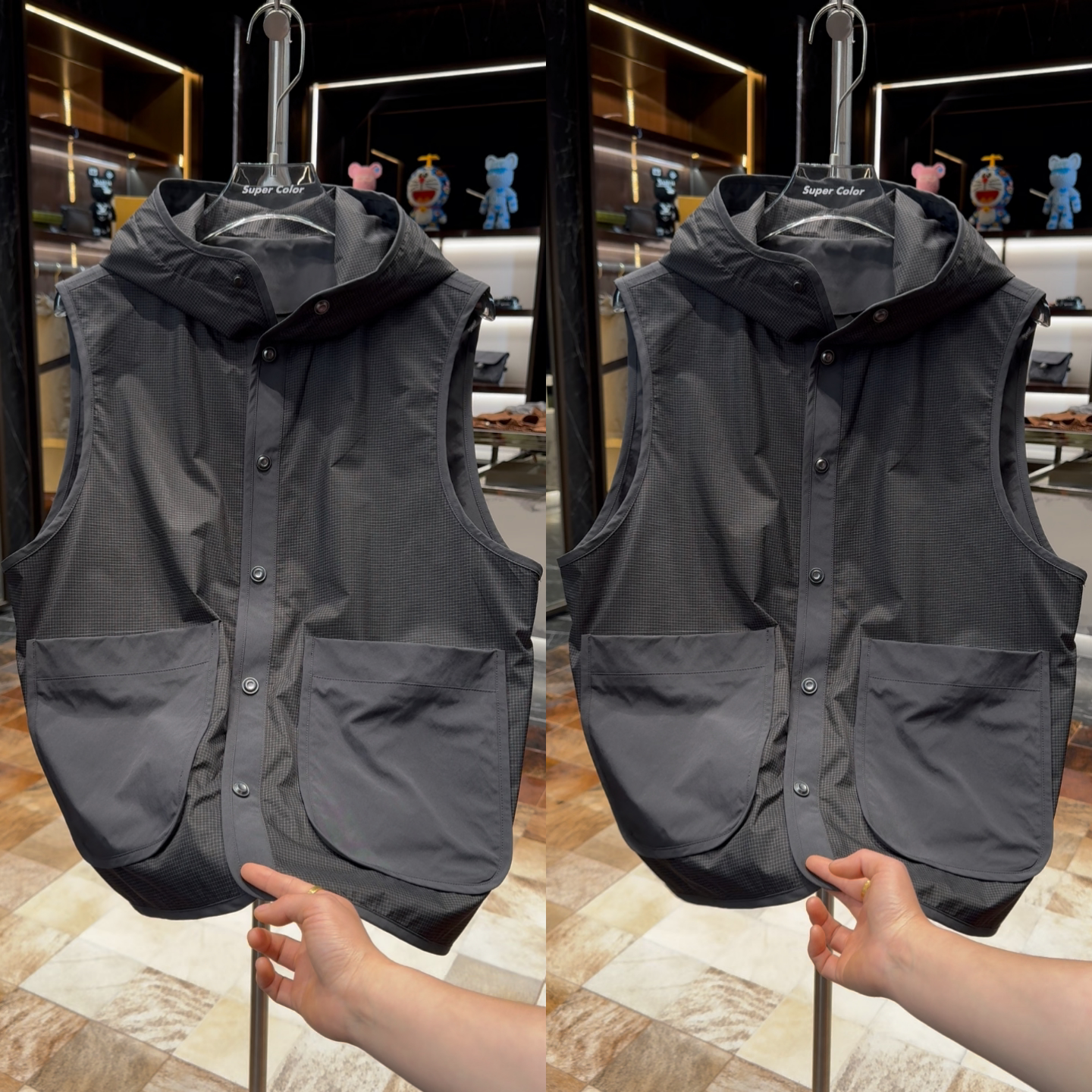 春季新款户外休闲连帽马甲男士拉链黑色宽松简约潮流轻便百搭款式