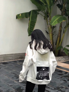 CAVEMPT 18SS CE日系街头双面穿日落连帽衫网红同款重磅白色卫衣