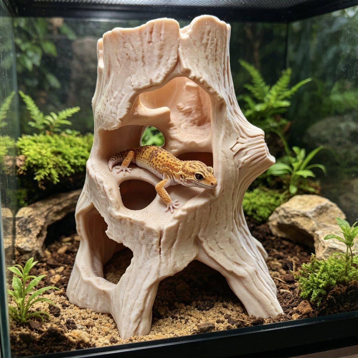 仿真枯木躲避屋 蜥蜴睫角守宫猪鼻蛇专用树洞藏身屋 爬缸造景摆件