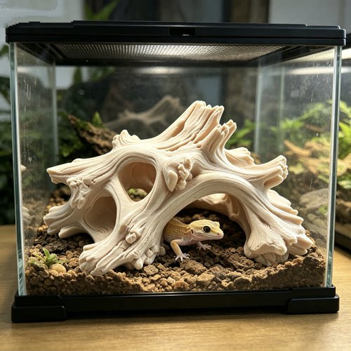 守宫躲避屋猪鼻蛇躲避屋 仿树根造景 豹纹守宫鬃狮蜥蜴造景摆件