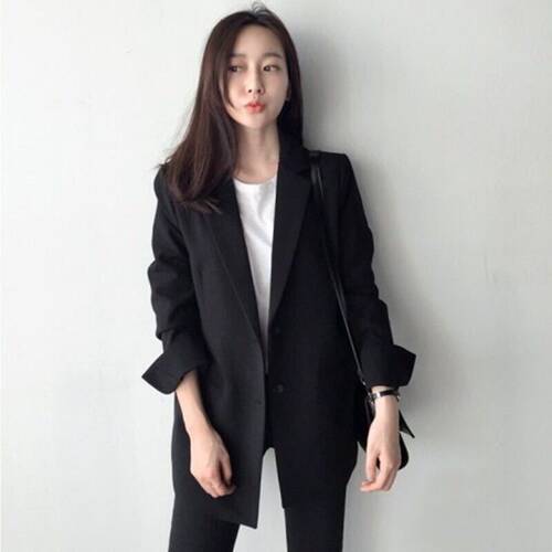 孕妇西装百搭春秋小西装办公室上班中长款外套黑色休闲职业工作服 - 封面