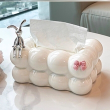 云朵纸巾盒创意客厅茶几抽纸盒家用高级感轻奢餐巾纸收纳盒带弹簧