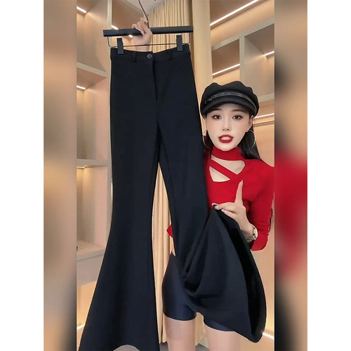喇叭裤女高腰显瘦拖地长裤