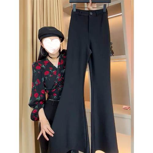 喇叭裤女高腰显瘦拖地长裤