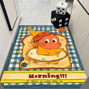 硅藻泥竖版门垫可爱卡通星星人入户进门门口玄关吸水可剪裁脚地垫