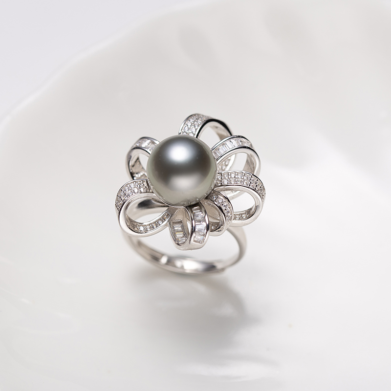 银丝带款海水珍珠戒指v201-h326