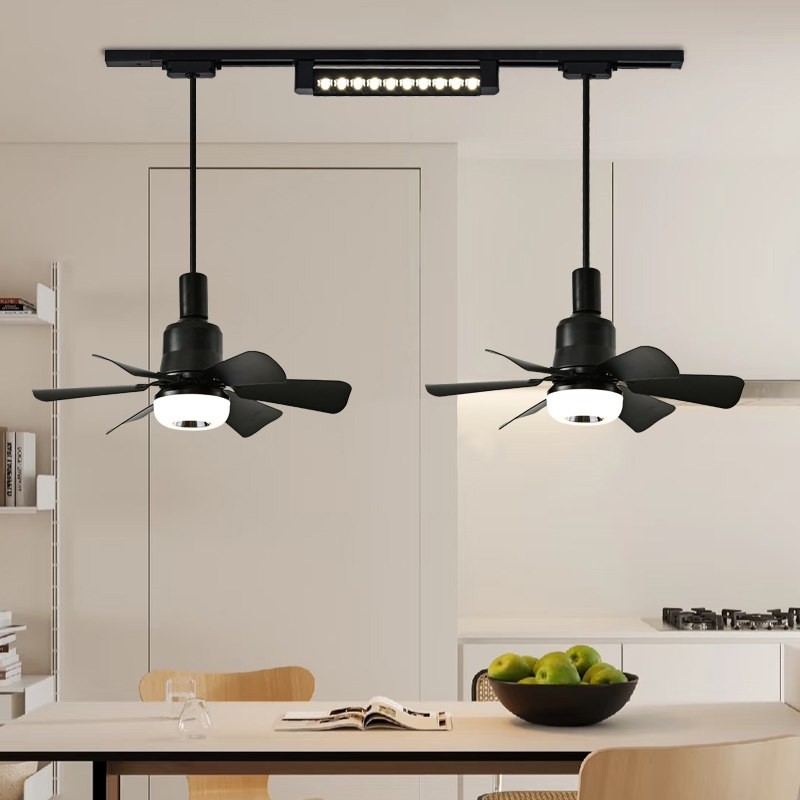 可移动二线轨道风扇灯胡桃木色复灯古风餐厅阳台灯中古餐吊扇一体,家装灯饰光源,餐厅吊灯,淘宝优惠券,粉丝福利购,淘宝优惠卷