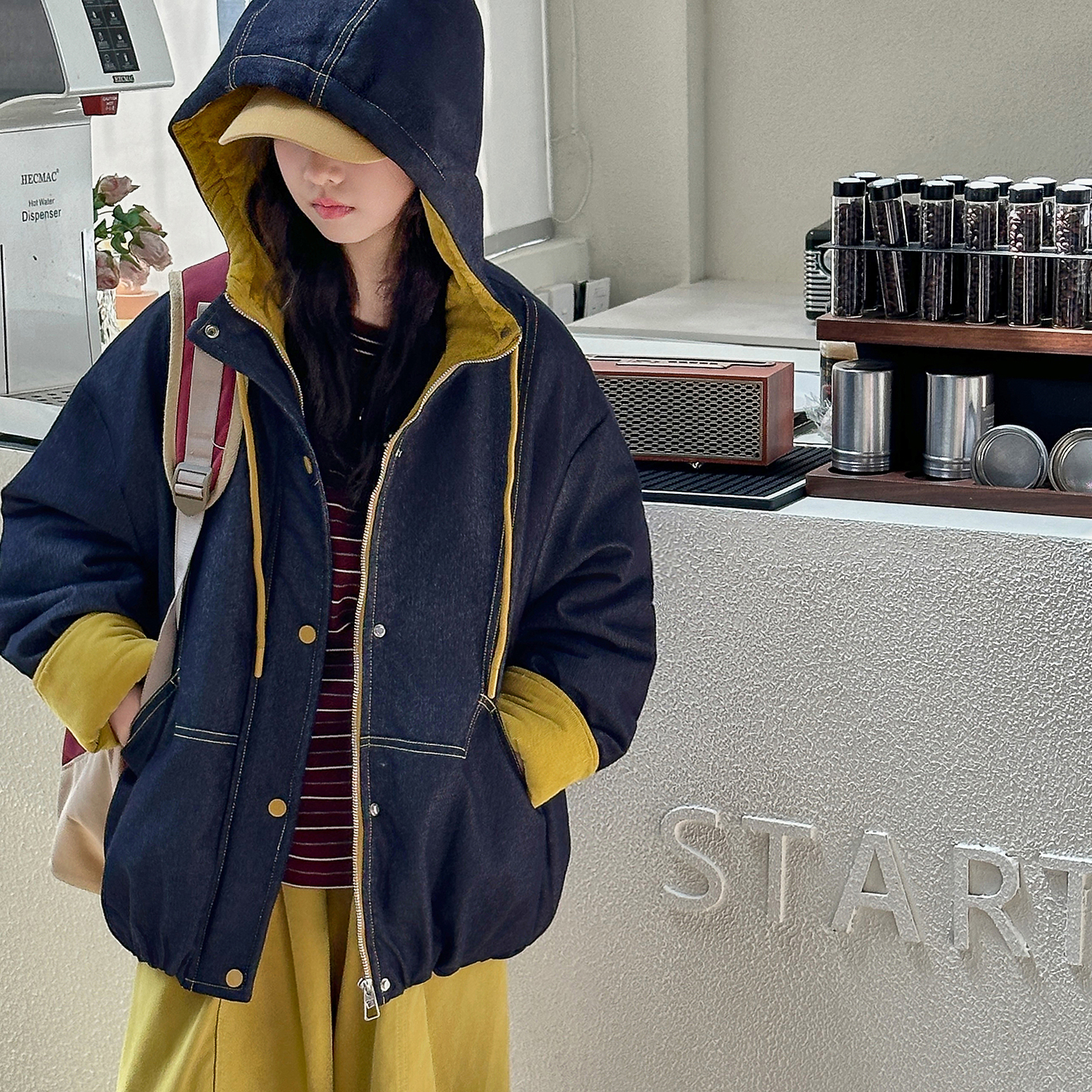 衣服加绒加厚秋冬女大童牛仔外套